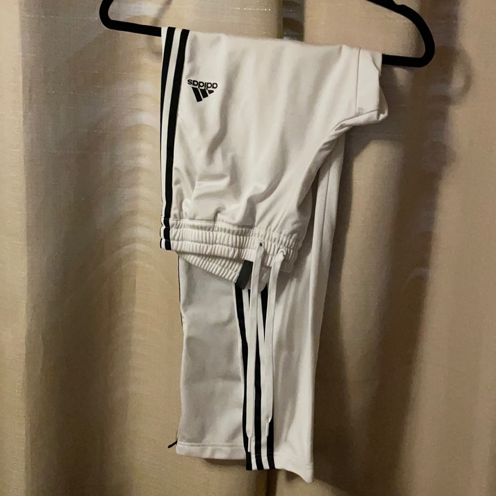 Adidas white track pants